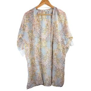WALLFLOWER Floral Print Kimono Cardigan Lightweight Lace‎ Sleeve Women's M Boho